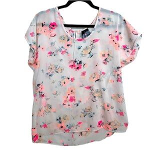 Fun & Flirt Women’s Blouse Medium Sheer‎ Floral Hippie Flowy Free Spirit Boho
